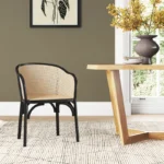 Kursi Rotan Minimalis dengan Sandaran Anyaman & Rangka Hitam