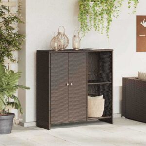 Lemari Penyimpanan Outdoor Rotan Sintetis 2 Pintu