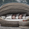 Sofa Daybed Rotan Outdoor dengan Kanopi