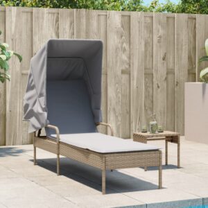 Sun Lounger Rotan Kanopi