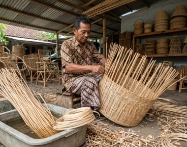Cara Pengrajin Membuat Anyaman Rotan