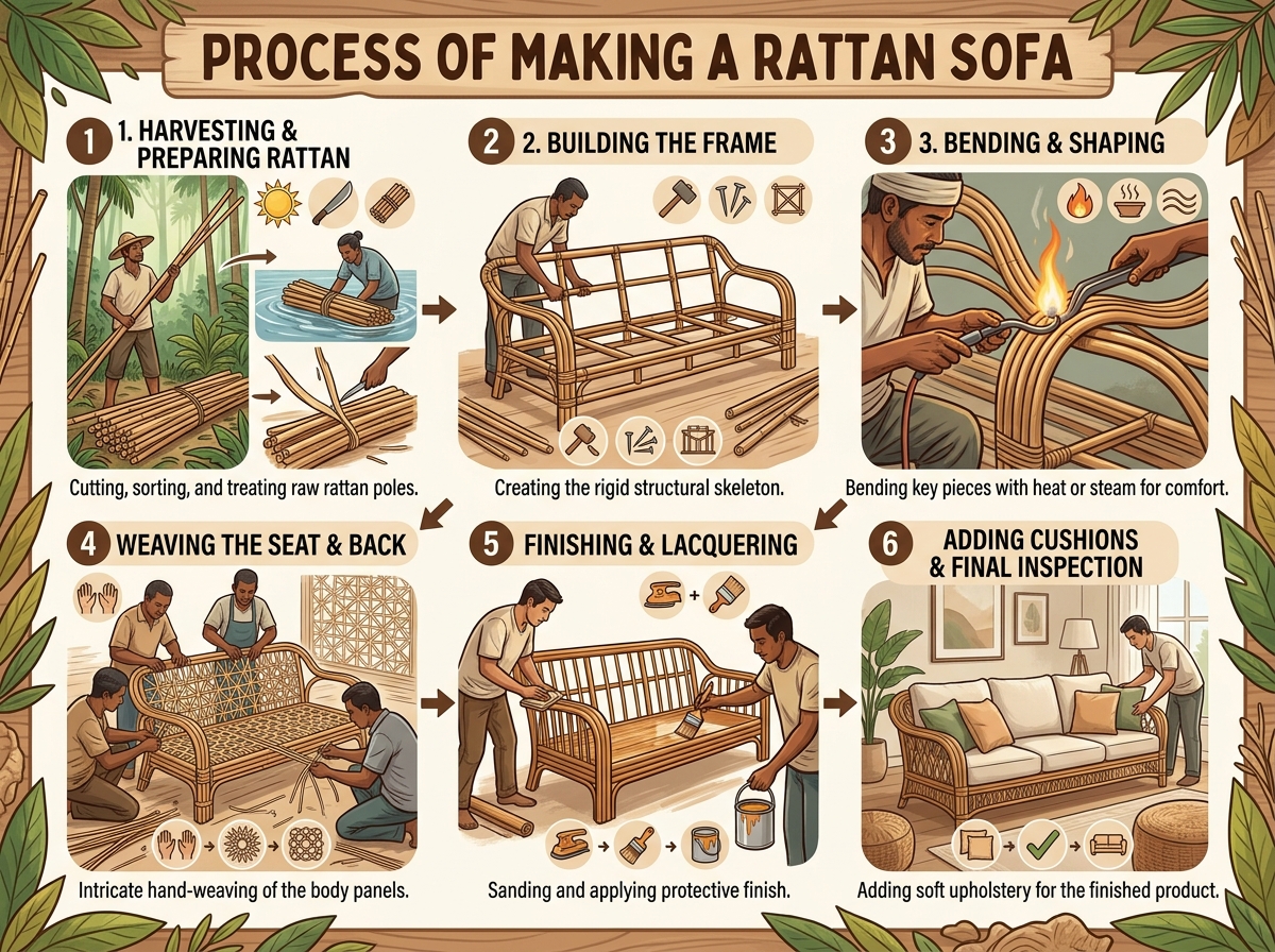 Proses Pembuatan Sofa Rotan