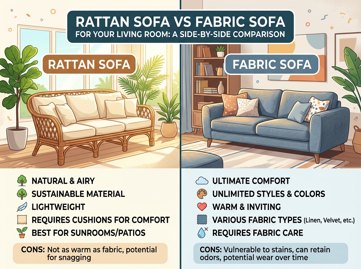 Sofa Rotan vs Sofa Kain untuk Ruang Tamu Anda